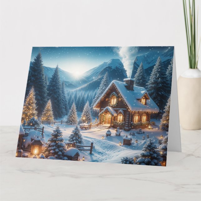 Alpisk nyårsafton – Skräddarsy ditt eget meddeland Kort (Framsida)