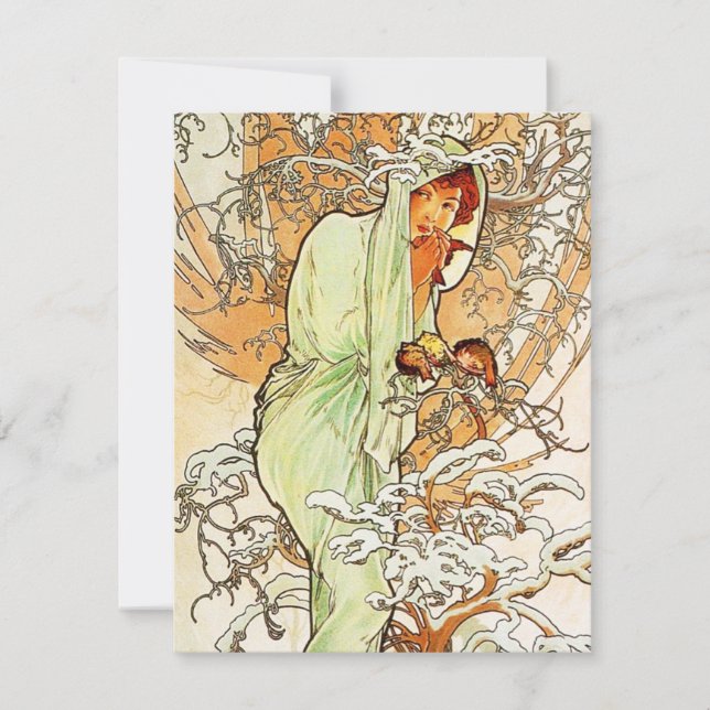 Alpohnse Mucha Vinter-inbjudningar Inbjudningar (Framsida)