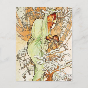 Alpohnse Mucha Winter-vykort Vykort