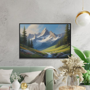 Alpregionen Landcape Watercolor Art Poster