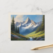 Alpregionen Landcape Watercolor Art