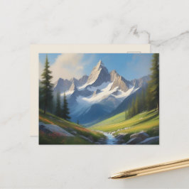 Alpregionen Landcape Watercolor Art Vykort