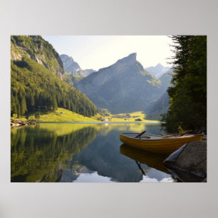 Alpregionen Sjö i Schweiz Poster