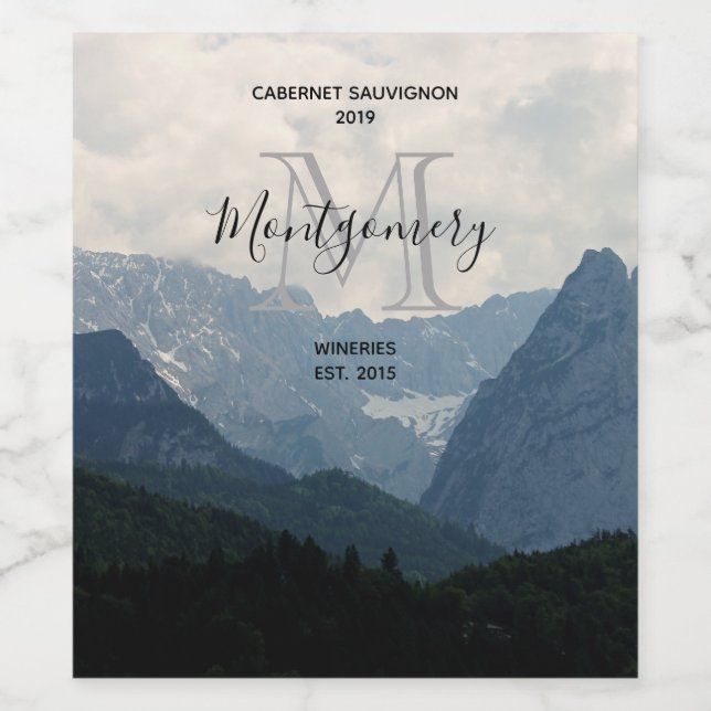 Alpregionerna Natur Foto Land Vin Skapar Vinflaska Etikett (Singel etikett)