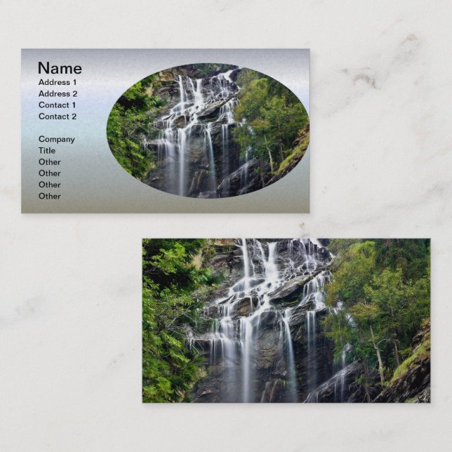 Alps Mountain Top Waterfall Visitkort (Fram/baksida)