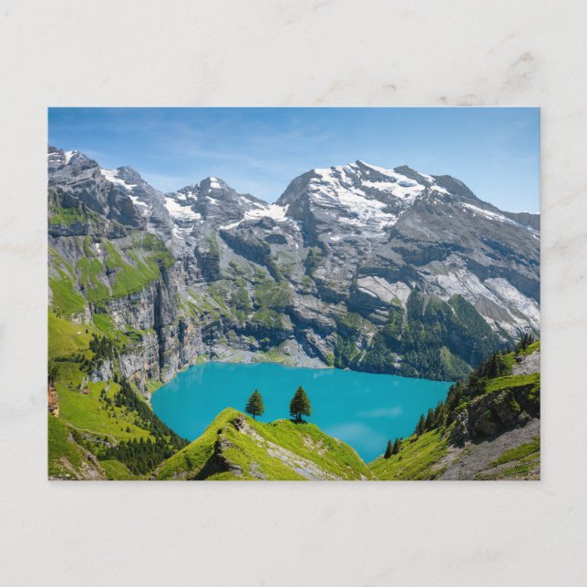 Alpsjö Oeschinensee i Schweiz Vykort (Framsida)
