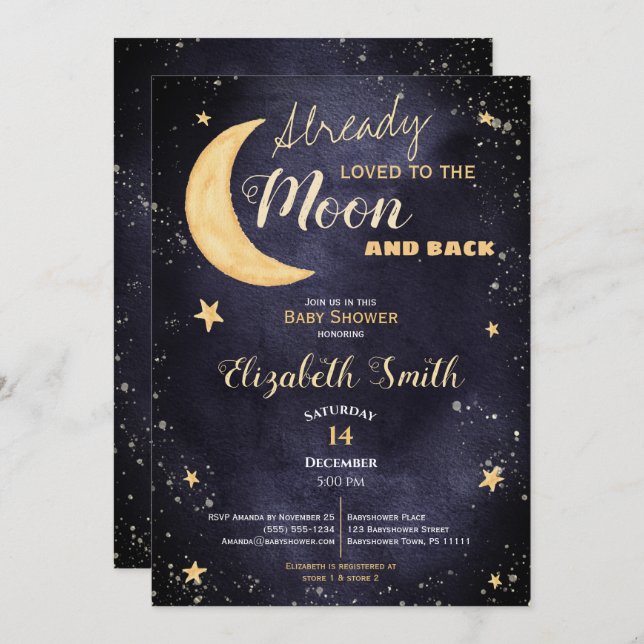 Already loved gender neutral babyshower inbjudningar (Fram/baksida)