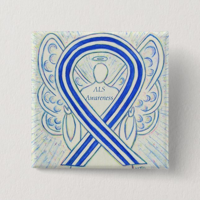ALS Angel Awareness Ribbon Anpassningsbar Art Pin Knapp (Framsida)