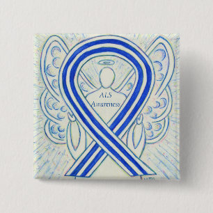 ALS Angel Awareness Ribbon Anpassningsbar Art Pin Knapp