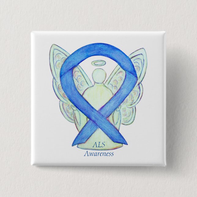 ALS Angel Awareness Ribbon Anpassningsbar Art Pin Knapp (Framsida)