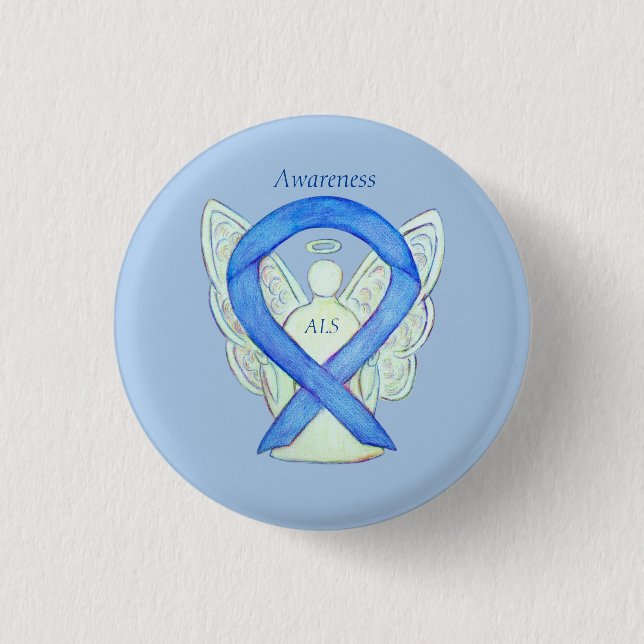 ALS Angel Awareness Ribbon Anpassningsbar Art Pin Knapp (Framsida)