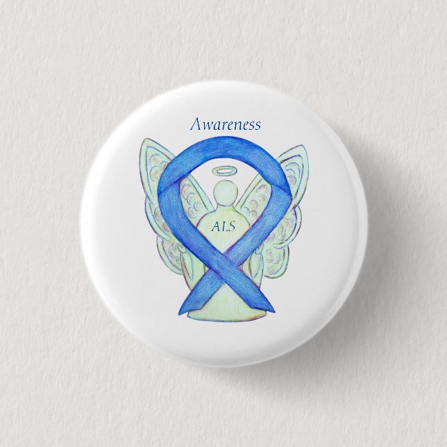 ALS Angel Awareness Ribbon Anpassningsbar Art Pin Knapp (Framsida)