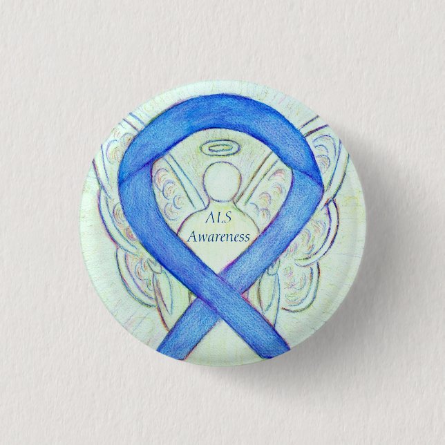 ALS Angel Awareness Ribbon Anpassningsbar Art Pin Knapp (Framsida)
