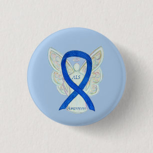 ALS Angel Awareness Ribbon Anpassningsbar Art Pin Knapp