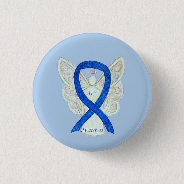 ALS Angel Awareness Ribbon Anpassningsbar Art Pin Knapp (Framsida)