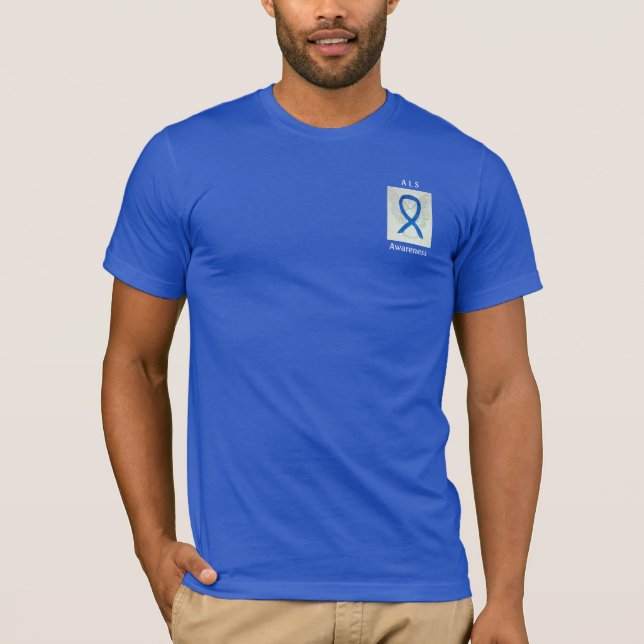 ALS Awareness Blue Ribbon Angel Anpassningsbar Tee Shirt (Framsida)