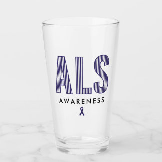 ALS Awareness Blue Ribbon Glaskopp