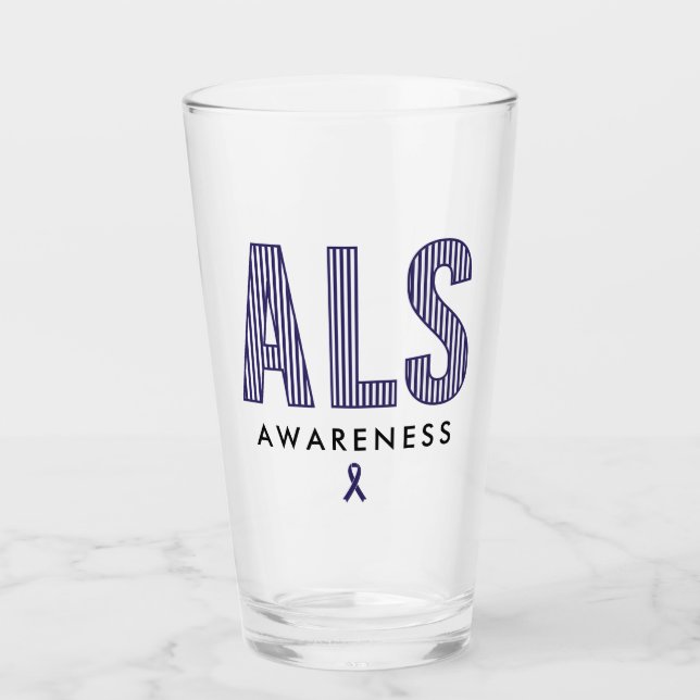 ALS Awareness Blue Ribbon Glaskopp (Framsida)