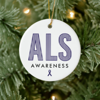ALS Awareness Blue Ribbon Julgransprydnad Keramik