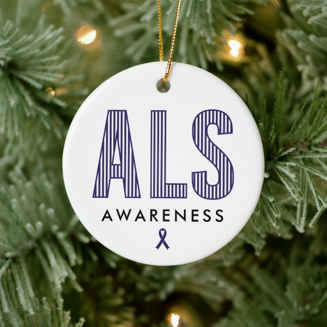 ALS Awareness Blue Ribbon Julgransprydnad Keramik (Träd)