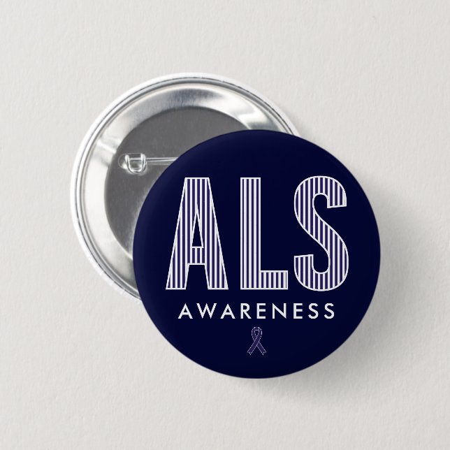 ALS Awareness Blue Ribbon Knapp (Framsida & baksida)