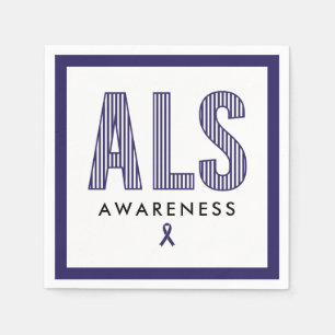 ALS Awareness Blue Ribbon Pappersservett