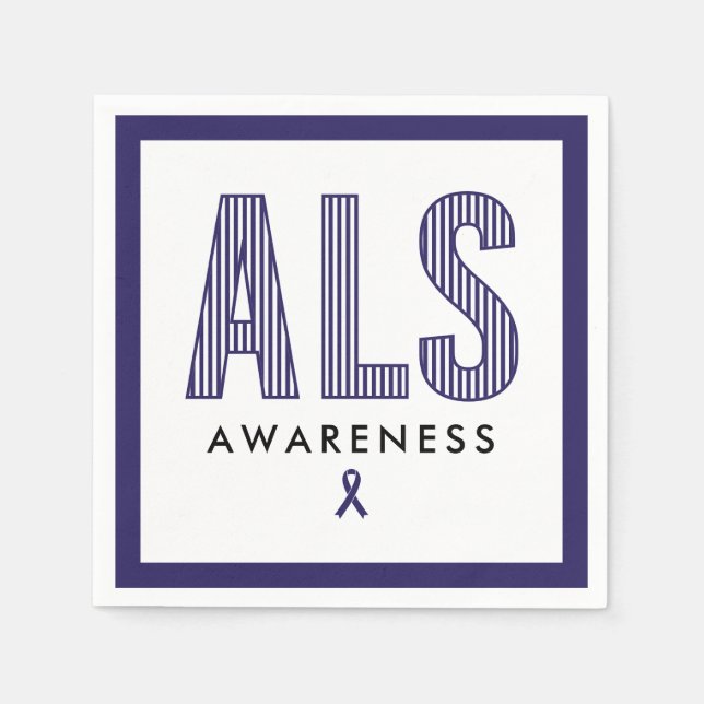ALS Awareness Blue Ribbon Pappersservett (Framsidan)