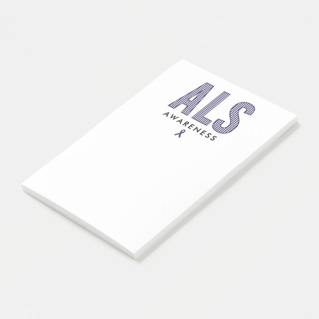 ALS Awareness Blue Ribbon Post-it Block (Vinklad)