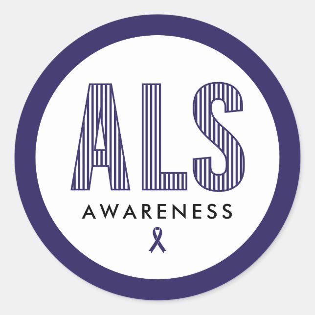 ALS Awareness Blue Ribbon Runt Klistermärke (Framsida)