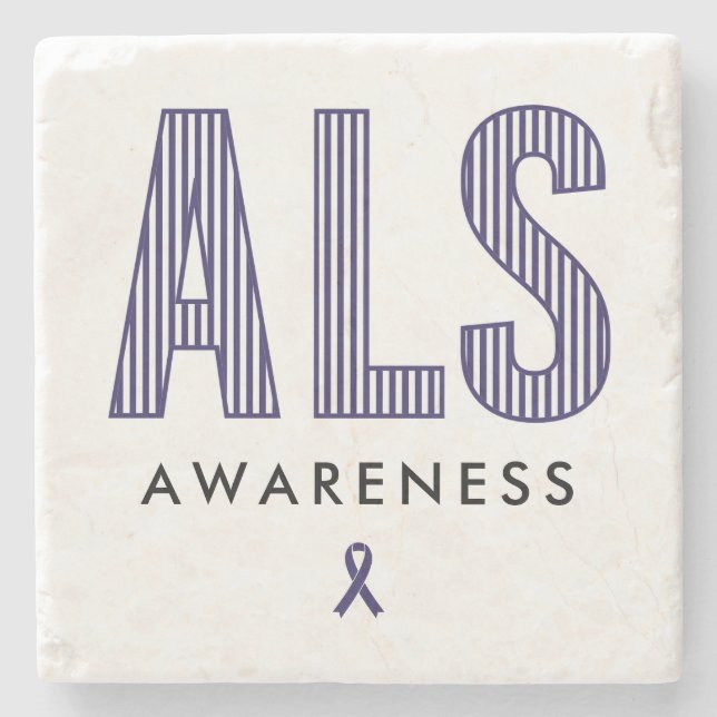 ALS Awareness Blue Ribbon Stenunderlägg (Framsidan)
