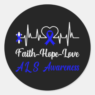 Als Awareness Heartslag Christian Kor Faith Blue Runt Klistermärke