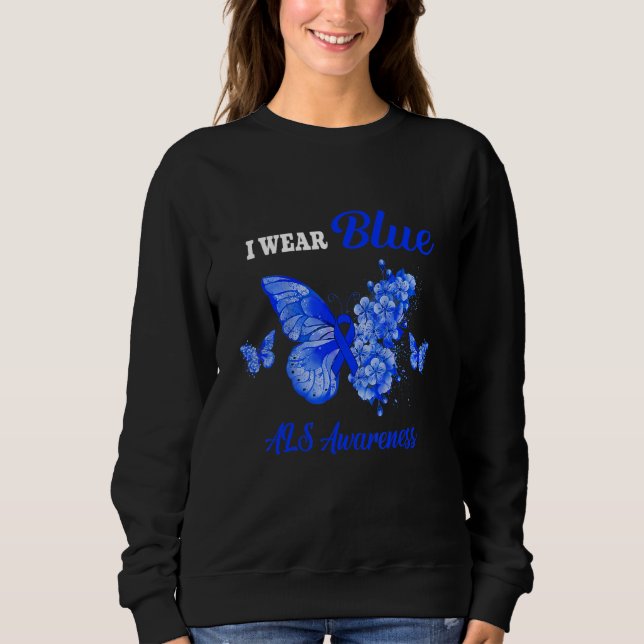Als Awareness I Bära Blue Butterfly T Shirt (Framsida)