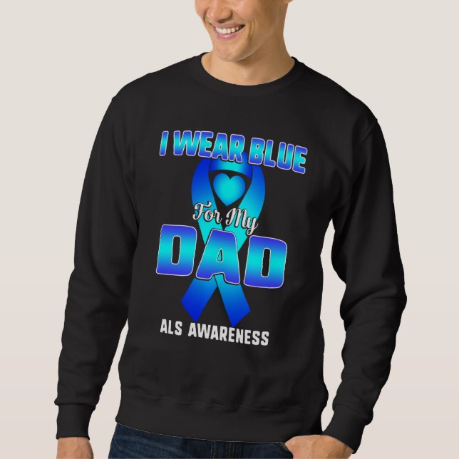 Als Awareness I Bära Ribbon Blue för Mitt Far Papp Lång Ärmad Tröja (Framsida)