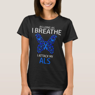 ALS Awareness Jag attackerar min Survivor Blue Rib T Shirt