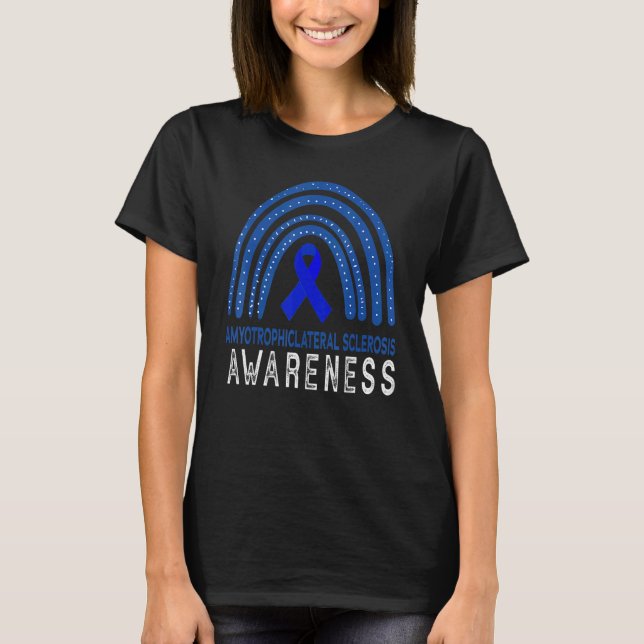 Als Awareness Month Blue Rainbow Support Squad Wom T Shirt (Framsida)