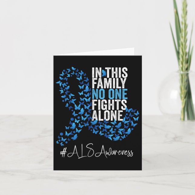 Als Awareness Month Blue Ribbon Butterflies Kort (Framsida)