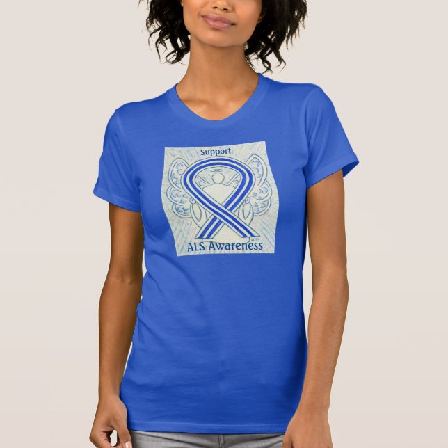 ALS Awareness Ribbon Angel Anpassningsbar Art Shir T-shirt (Framsida)