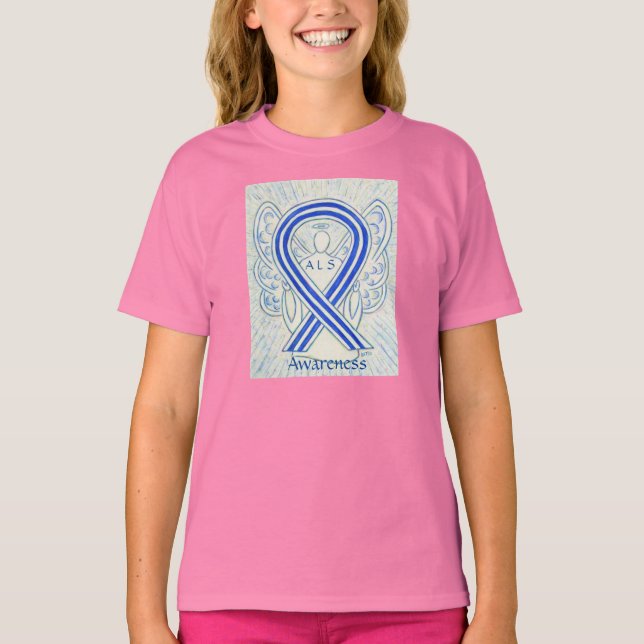 ALS Awareness Ribbon Angel Anpassningsbar Shirt Tröja (Framsida)