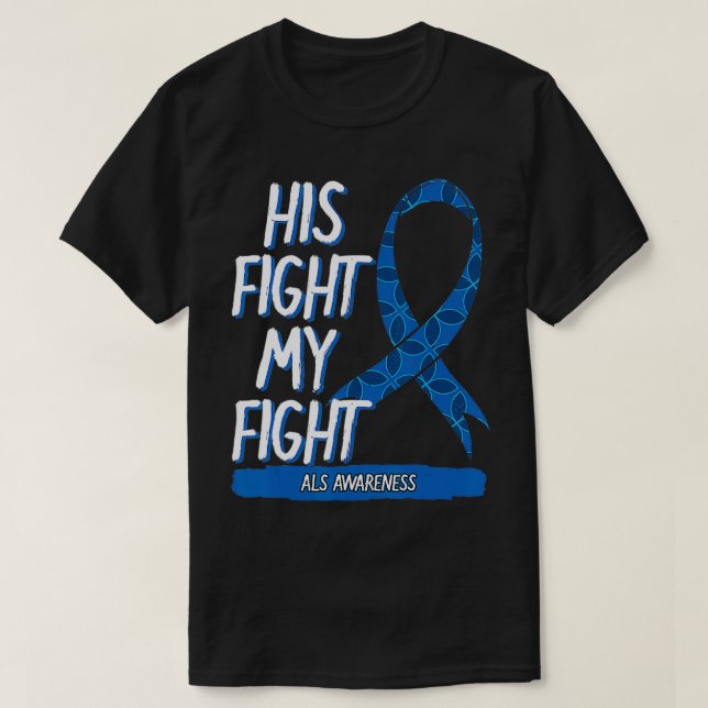 ALS Awareness Ribbon MND Lou Gehrig's Disease Blue T Shirt (Design framsida)