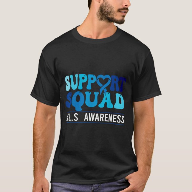 Als Awareness Support Team Groovy Als Medvetenhet T Shirt (Framsida)