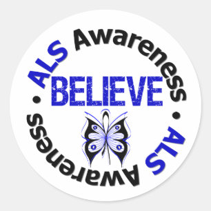 ALS Awareness Tro Butterfly Ribbon Runt Klistermärke