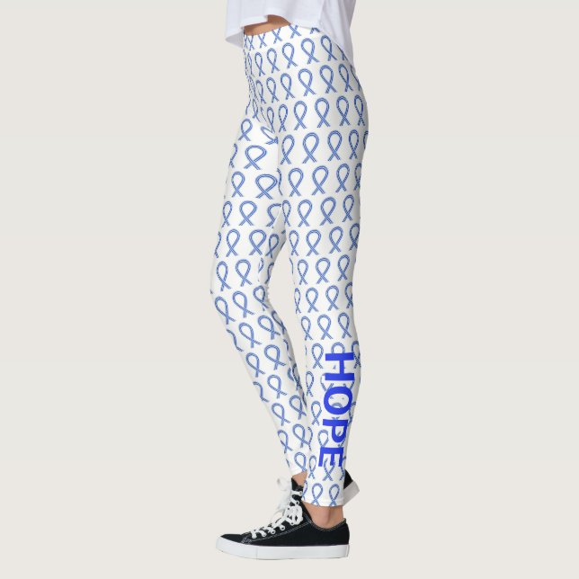 ALS Blue and White Awareness Ribbon Art Leggings (Vänster)
