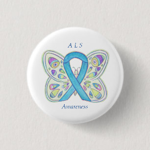 ALS Blue Butterfly Awareness Ribbon Anpassningsbar Knapp