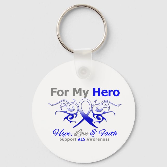 ALS Disease Tribal Ribbon Hero Nyckelring (Framsida)