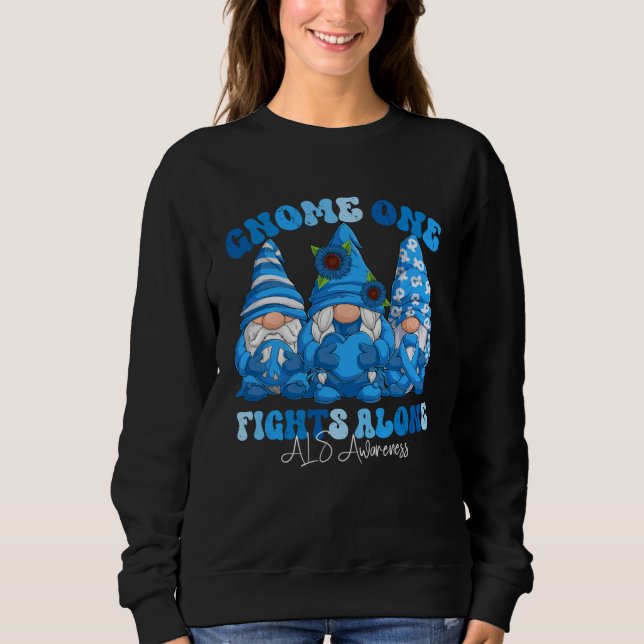 ALS-medvetenhetsmånad Blå band Gnomies T Shirt (Framsida)