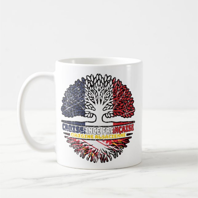 Alsace Alsatian Fransk Frankrike Träd Roots Flagga Kaffemugg (Vänster)