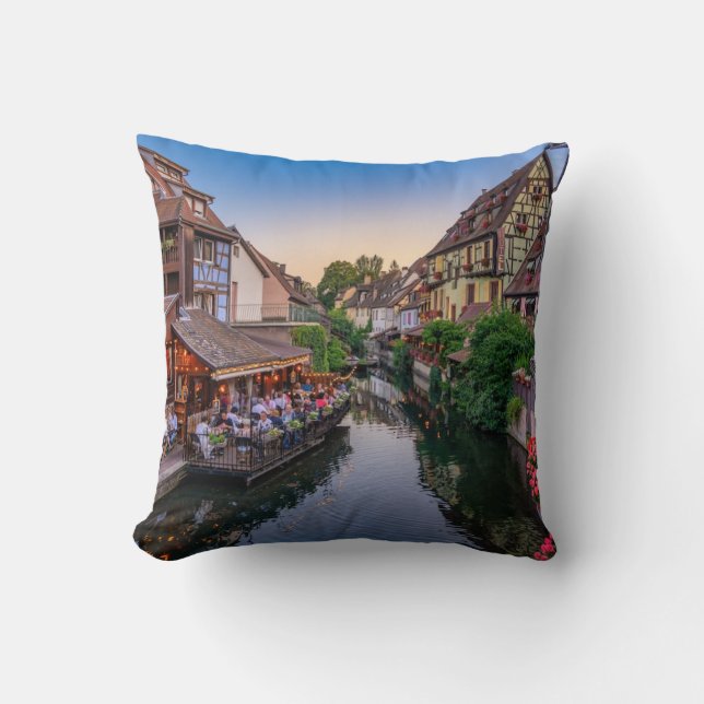 Alsace France Flower Water Canal                  Kudde (Framsida)