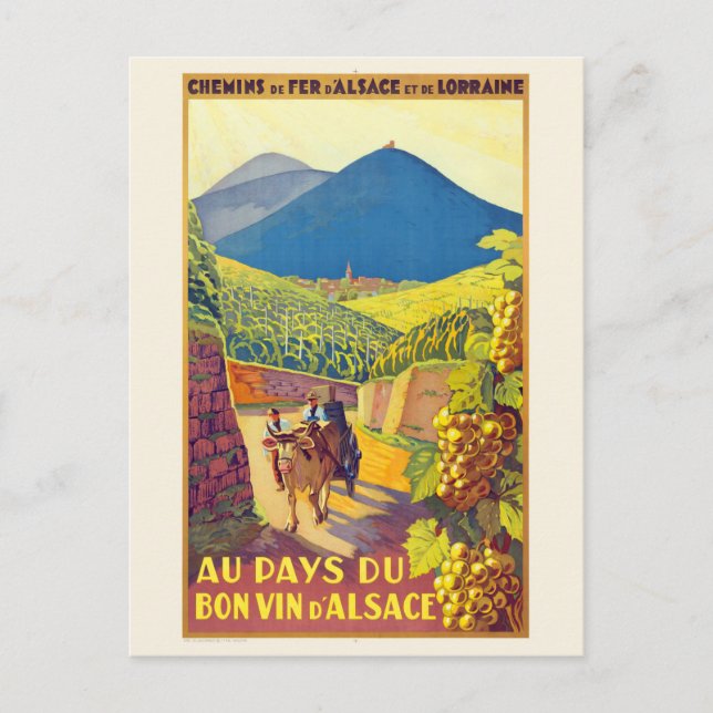 Alsace France Vintage Poster 1920s Vykort (Framsida)