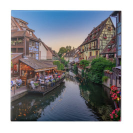 Alsace Frankrike Flower Vatten-kanalen Kakelplatta