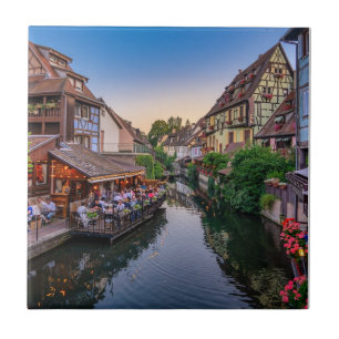 Alsace Frankrike Flower Vatten-kanalen Kakelplatta